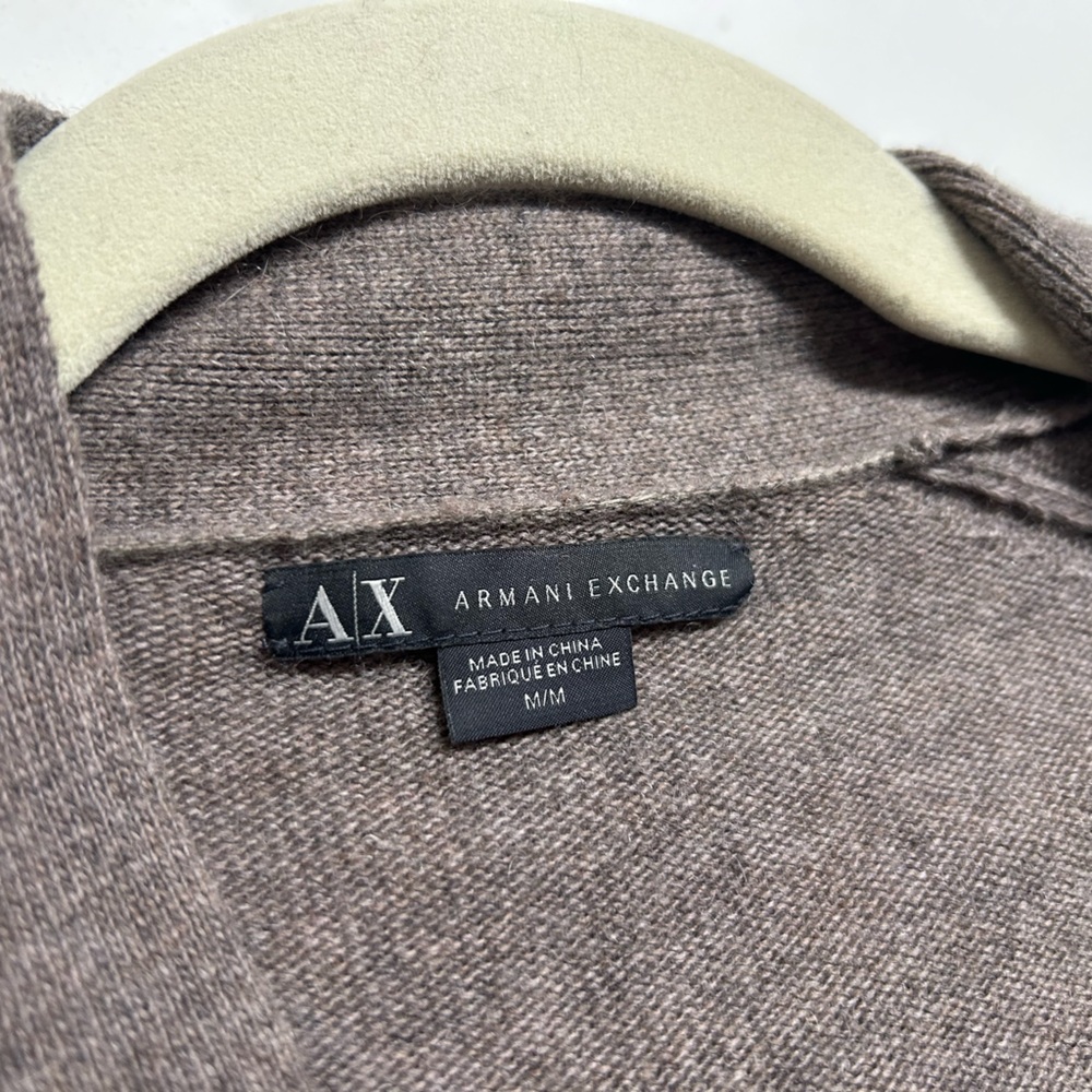 Armani Exchange Brown Cashmere Blend Ruffle Cardigan Sweater Medium - Picture 4 of 8